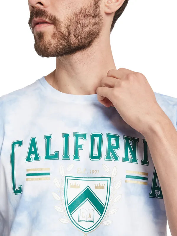 Octave Typography Dyed Round Neck Cotton T-Shirt