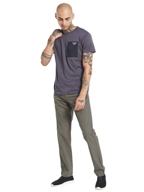 Octave Round Neck Pocket Detail Cotton T-Shirt