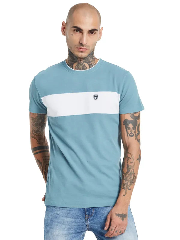 Octave Colorblocked Round Neck Cotton T-Shirt