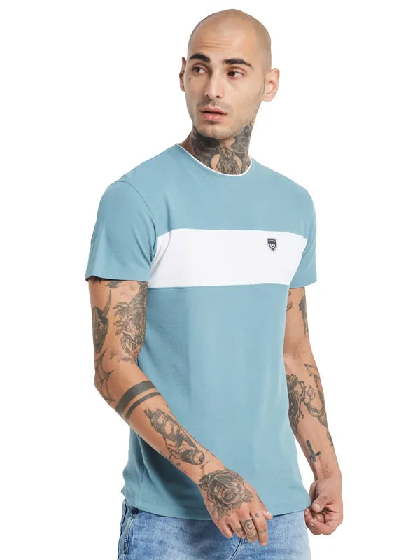 Octave Colorblocked Round Neck Cotton T-Shirt