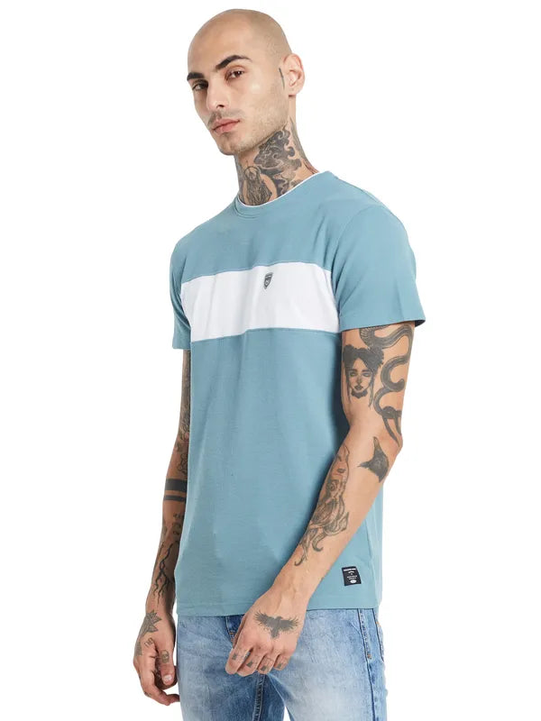 Octave Colorblocked Round Neck Cotton T-Shirt
