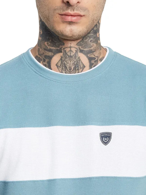 Octave Colorblocked Round Neck Cotton T-Shirt