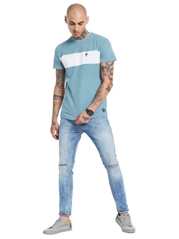 Octave Colorblocked Round Neck Cotton T-Shirt