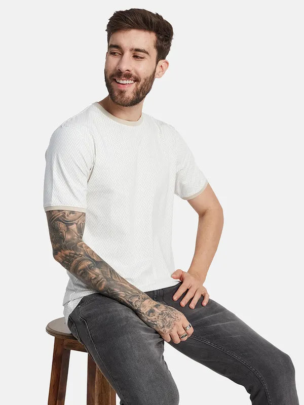 Octave Geometric Printed Cotton T-Shirt