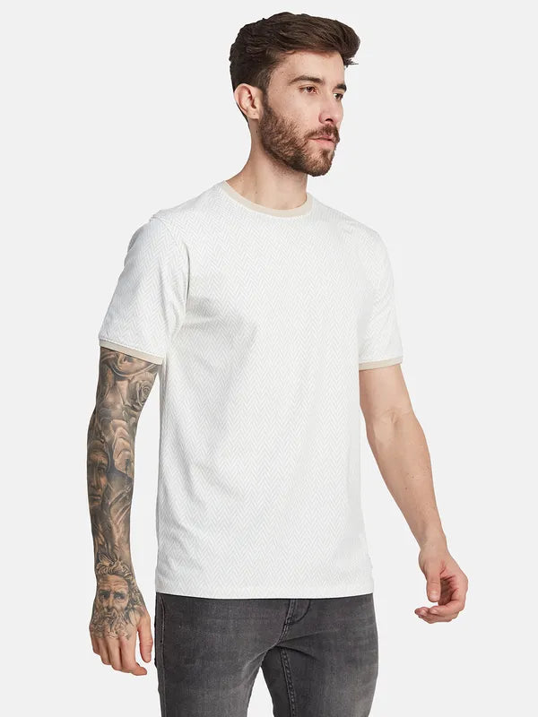 Octave Geometric Printed Cotton T-Shirt
