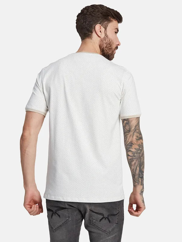 Octave Geometric Printed Cotton T-Shirt