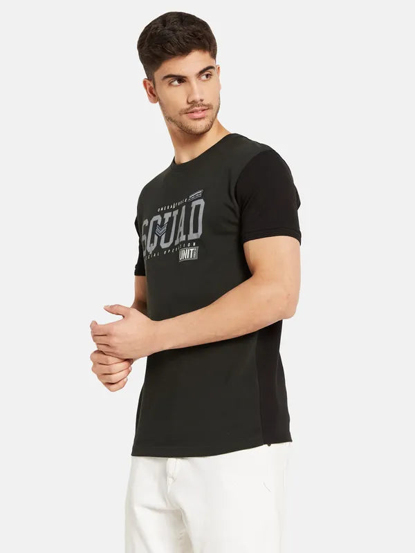 Typographic Print T-Shirt With Contrast Sleeves