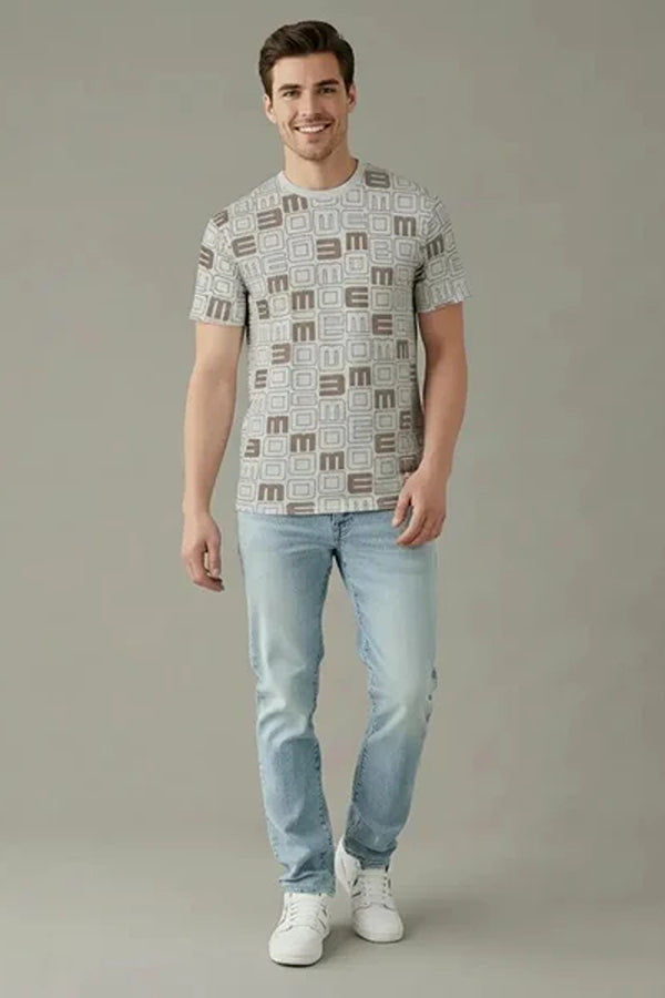 Men Round Neck Typography Printed T-shirt