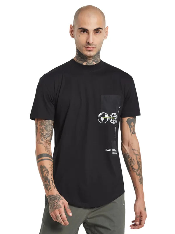 Octave Round Neck Pocket Detail Cotton T-Shirt