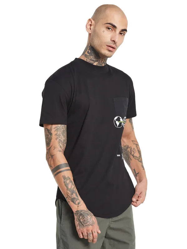 Octave Round Neck Pocket Detail Cotton T-Shirt