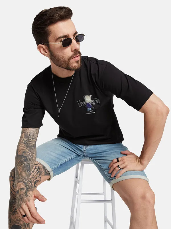 Octave Graphic Printed Round Neck Cotton T-Shirt