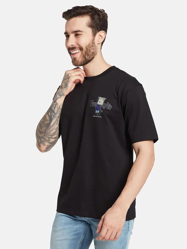 Octave Graphic Printed Round Neck Cotton T-Shirt