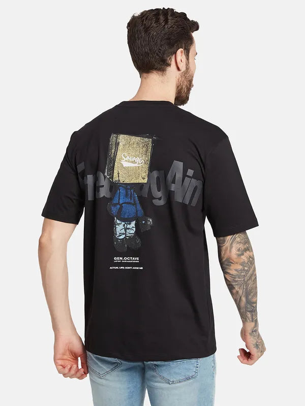 Octave Graphic Printed Round Neck Cotton T-Shirt