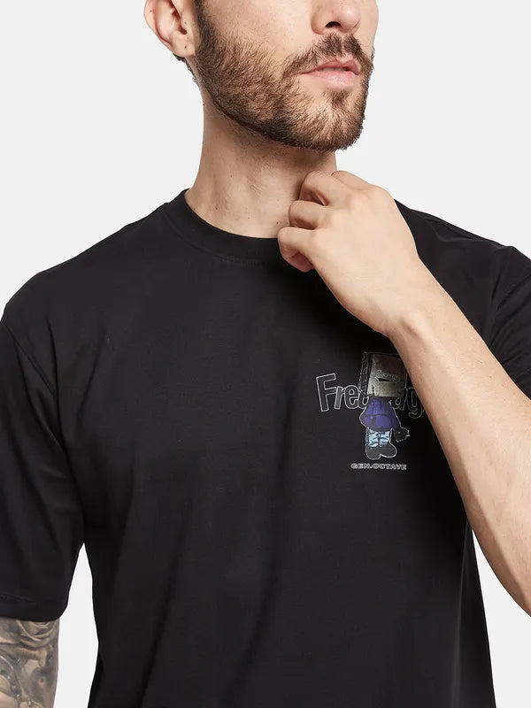 Octave Graphic Printed Round Neck Cotton T-Shirt