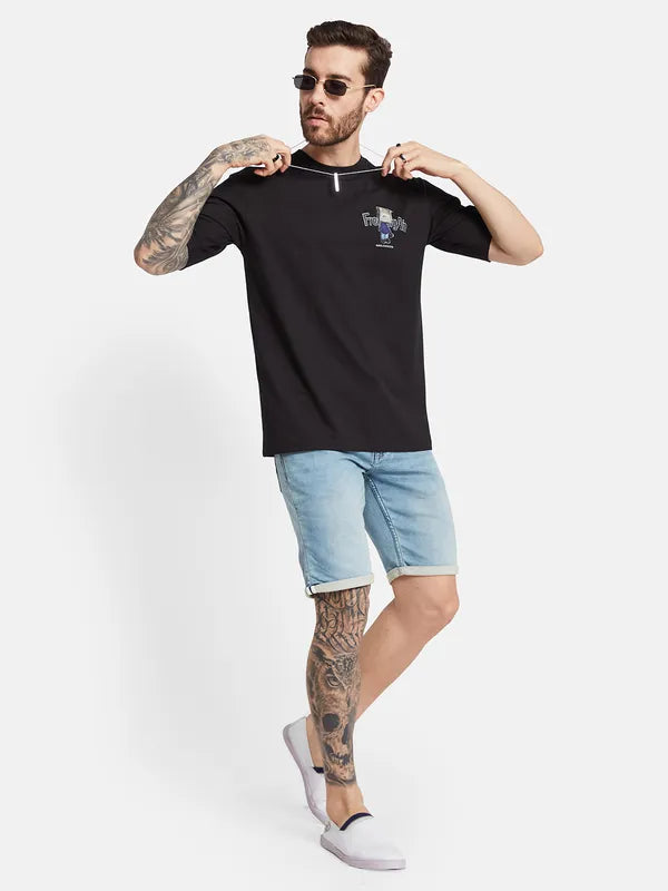 Octave Graphic Printed Round Neck Cotton T-Shirt