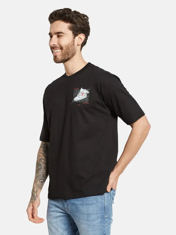 Octave Typography Printed Round Neck Cotton T-Shirt