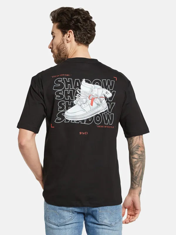 Octave Typography Printed Round Neck Cotton T-Shirt