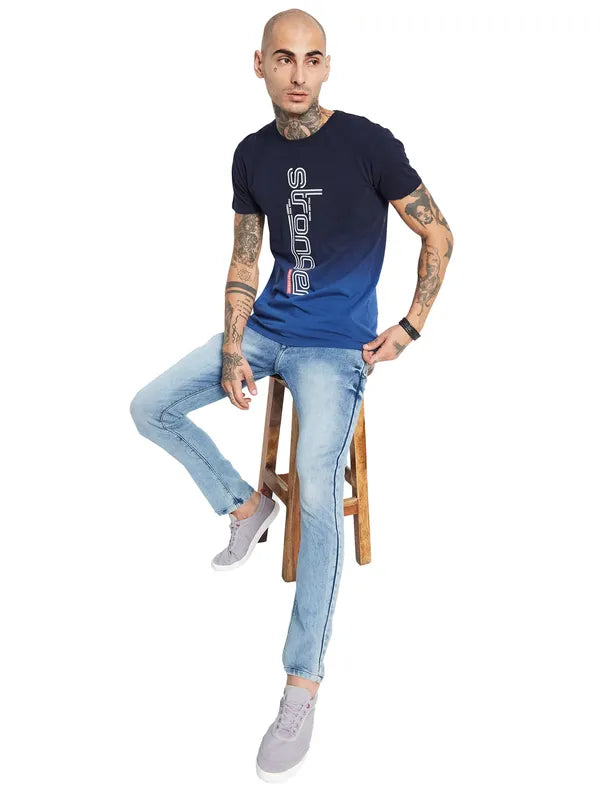 Octave Typography Printed Round Neck Cotton T-Shirt