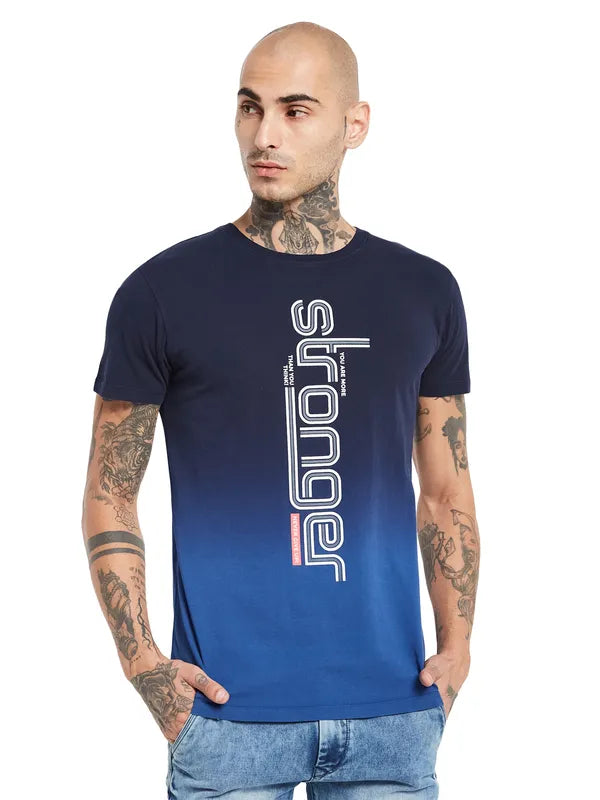 Octave Typography Printed Round Neck Cotton T-Shirt