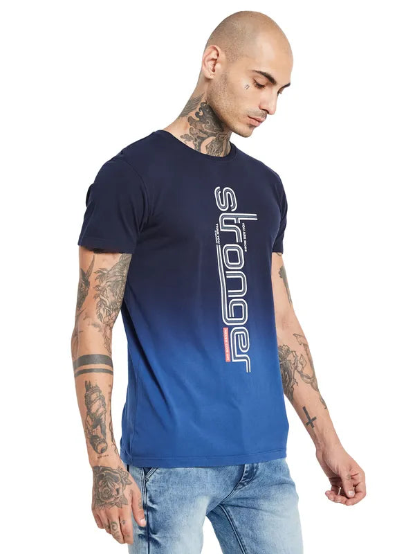 Octave Typography Printed Round Neck Cotton T-Shirt