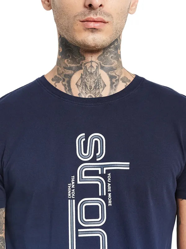 Octave Typography Printed Round Neck Cotton T-Shirt