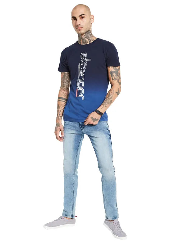 Octave Typography Printed Round Neck Cotton T-Shirt