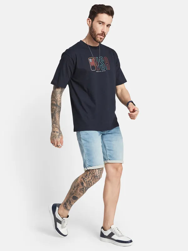 Octave Round Neck Typography Printed Cotton T-Shirt