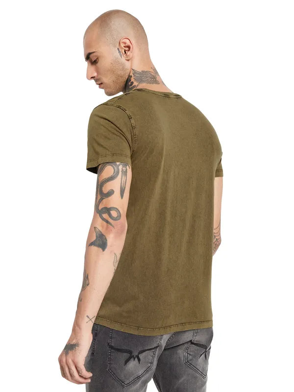 Octave Typography Printed Round Neck Cotton T-Shirt