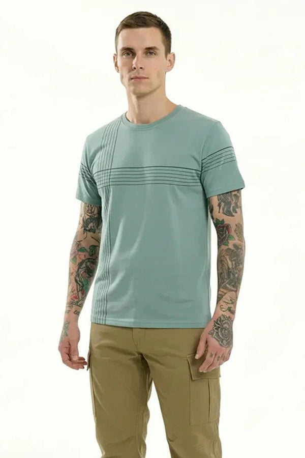 Men Striped Round Neck T-shirt