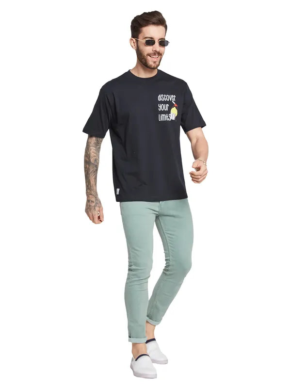 Octave Typography Printed Round Neck Cotton T-Shirt