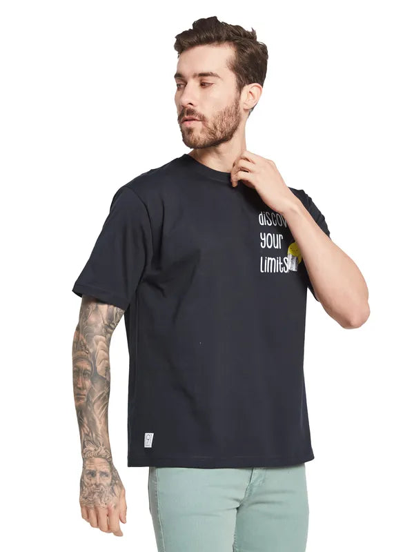 Octave Typography Printed Round Neck Cotton T-Shirt