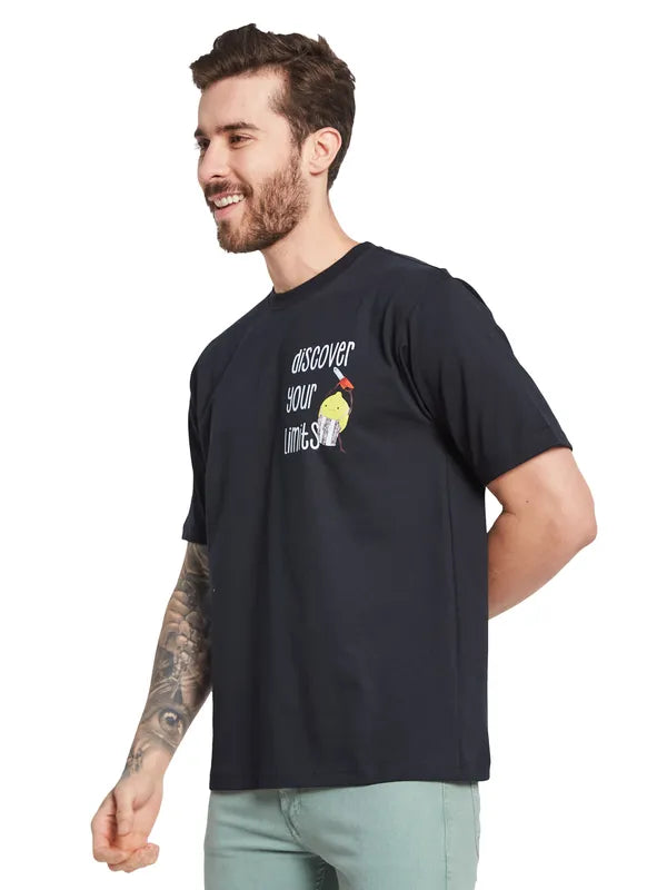 Octave Typography Printed Round Neck Cotton T-Shirt