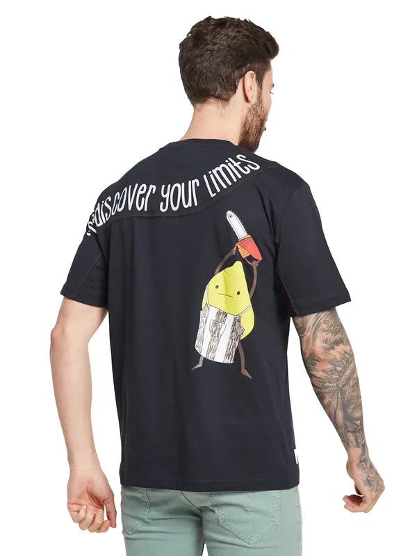 Octave Typography Printed Round Neck Cotton T-Shirt