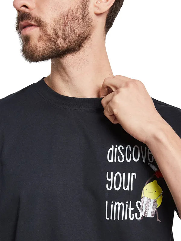 Octave Typography Printed Round Neck Cotton T-Shirt