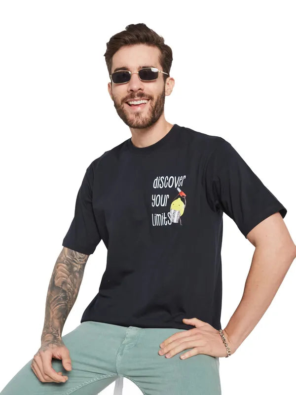 Octave Typography Printed Round Neck Cotton T-Shirt