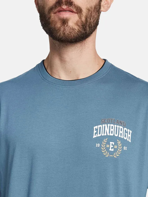 Octave Round Neck Short Sleeves Printed Cotton T-Shirt