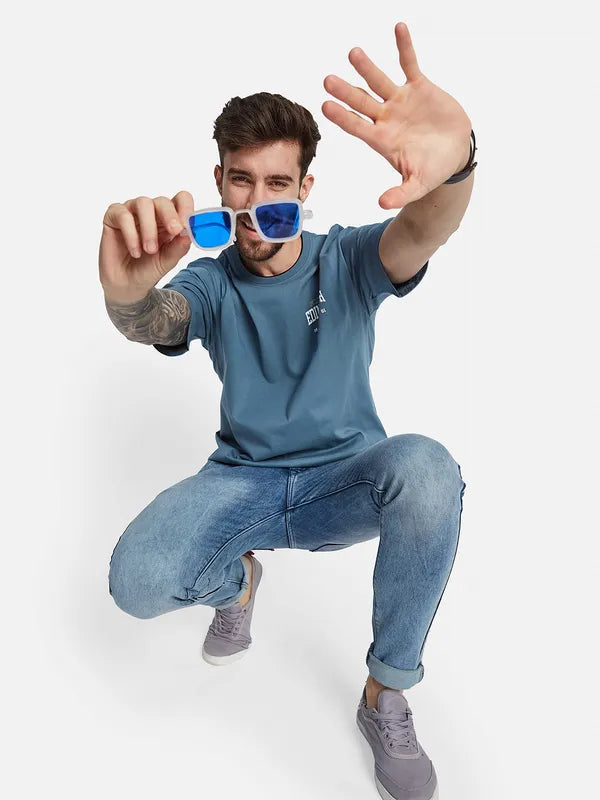 Octave Round Neck Short Sleeves Printed Cotton T-Shirt