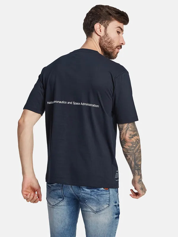 Octave Typography Printed Round Neck Cotton T-Shirt