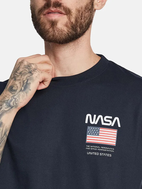 Octave Typography Printed Round Neck Cotton T-Shirt