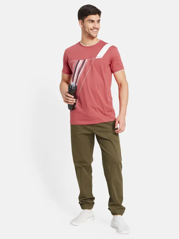 Mock Rib Printed T-Shirt