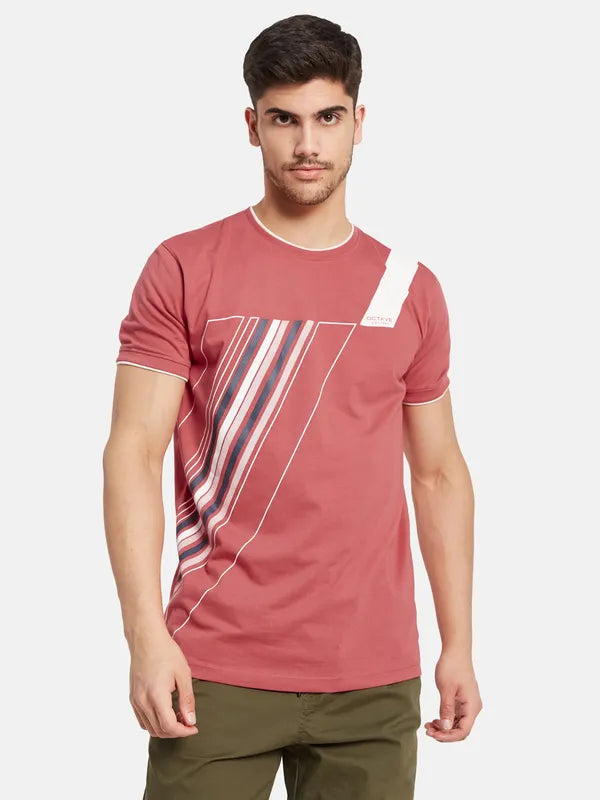 Mock Rib Printed T-Shirt