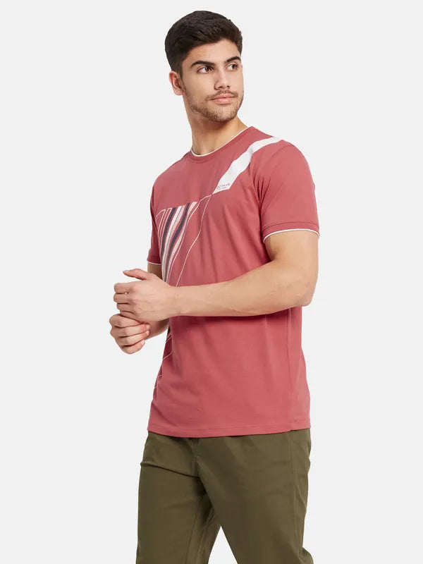 Mock Rib Printed T-Shirt