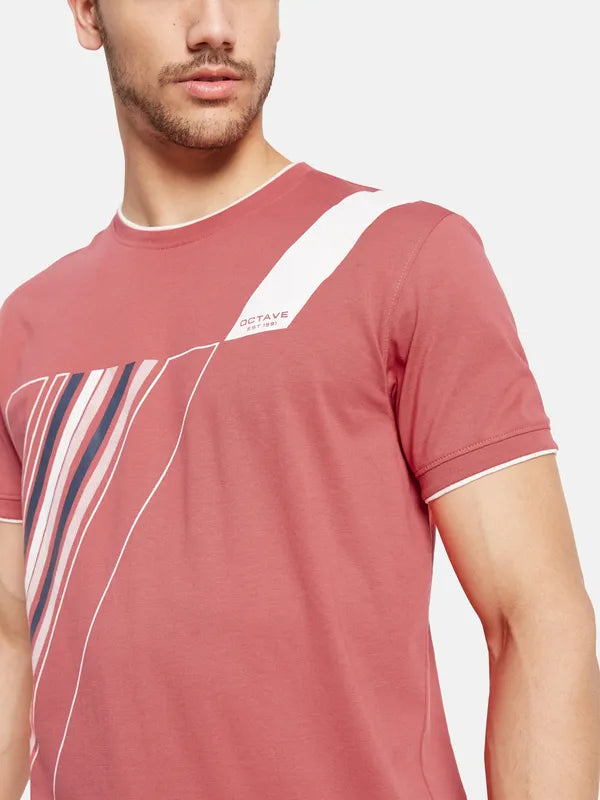 Mock Rib Printed T-Shirt