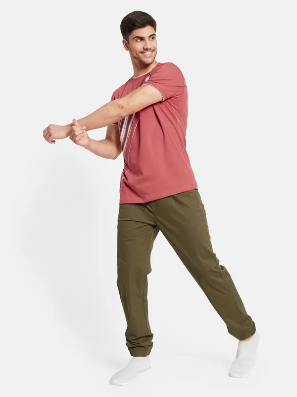 Mock Rib Printed T-Shirt