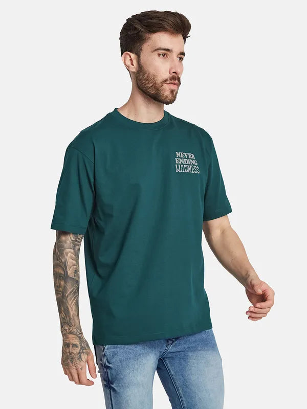 Octave Round Neck Typography Cotton T-Shirt