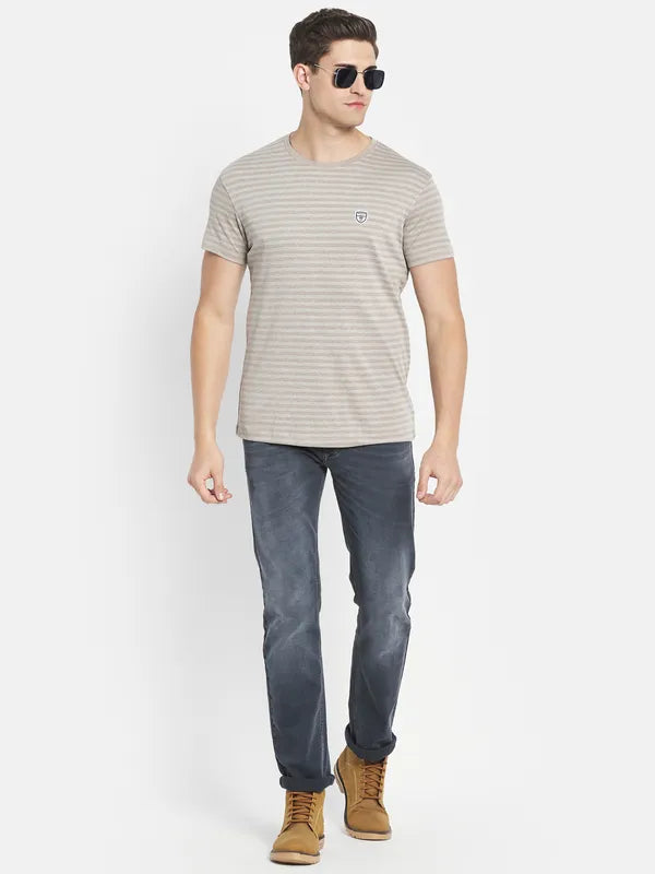 Octave Men White Striped T-Shirt