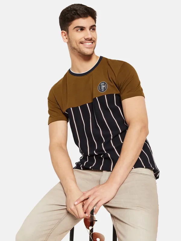 Vertical Stripes Colourblocked T-Shirt