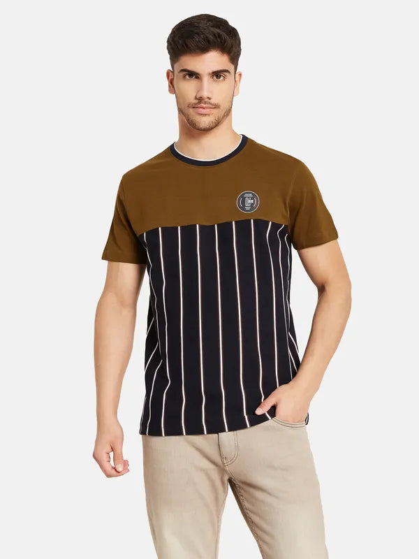 Vertical Stripes Colourblocked T-Shirt