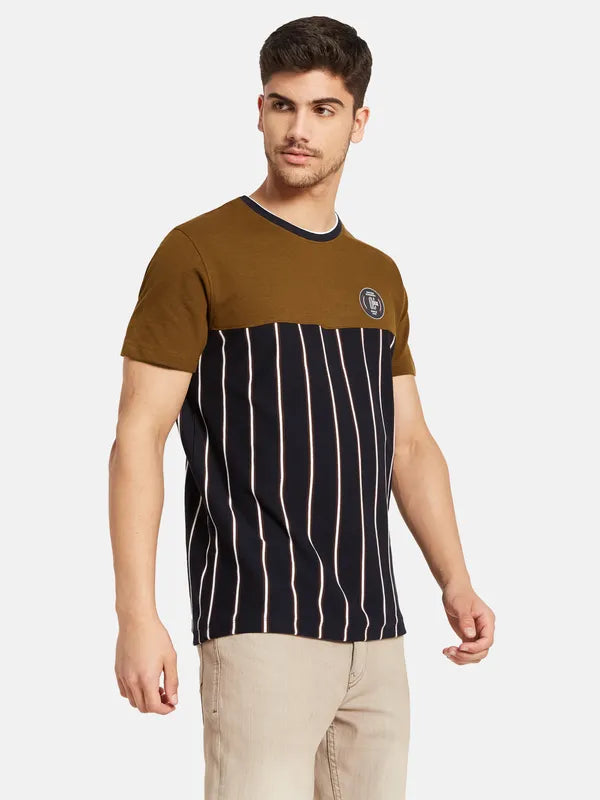 Vertical Stripes Colourblocked T-Shirt