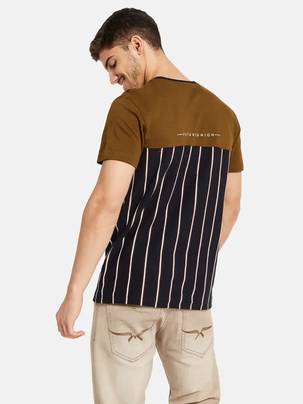 Vertical Stripes Colourblocked T-Shirt